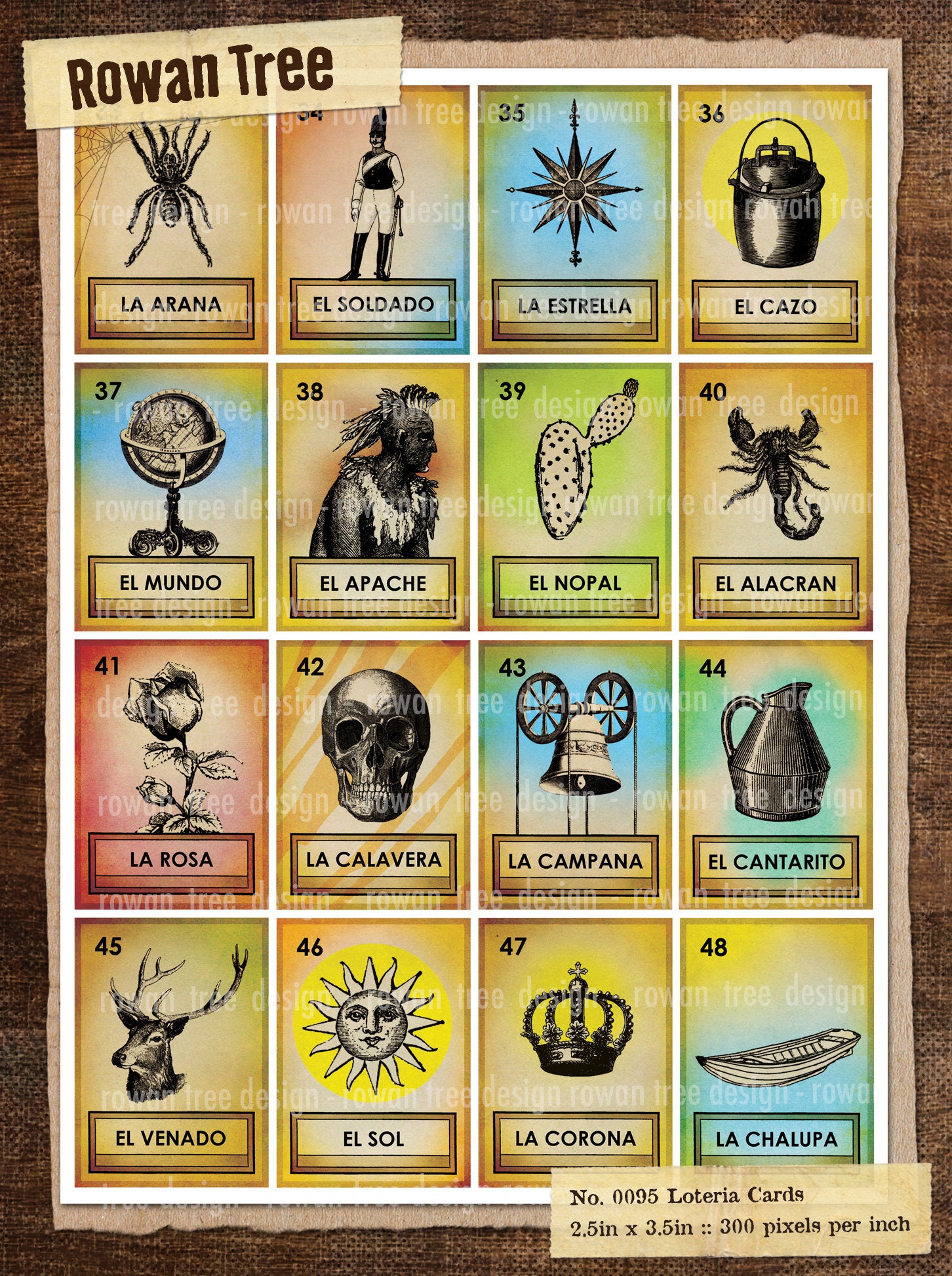 Printable Loteria Cards Entire Set 54 Cards Original Designs No 0095 Etsy