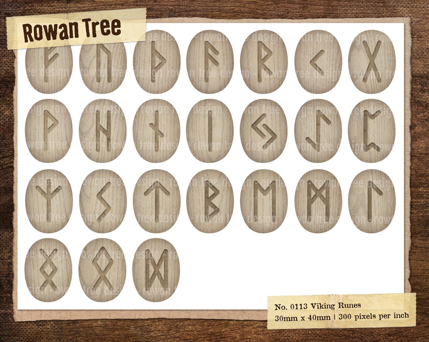 VIKING RUNES Digital Collage Sheet 30x40mm Ovals Pagan Heathen - No ...