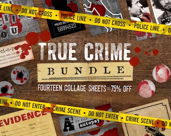 TRUE CRIME BUNDLE Digital Collage Sheet Clip Art Bundle Murder Crime 75% Off