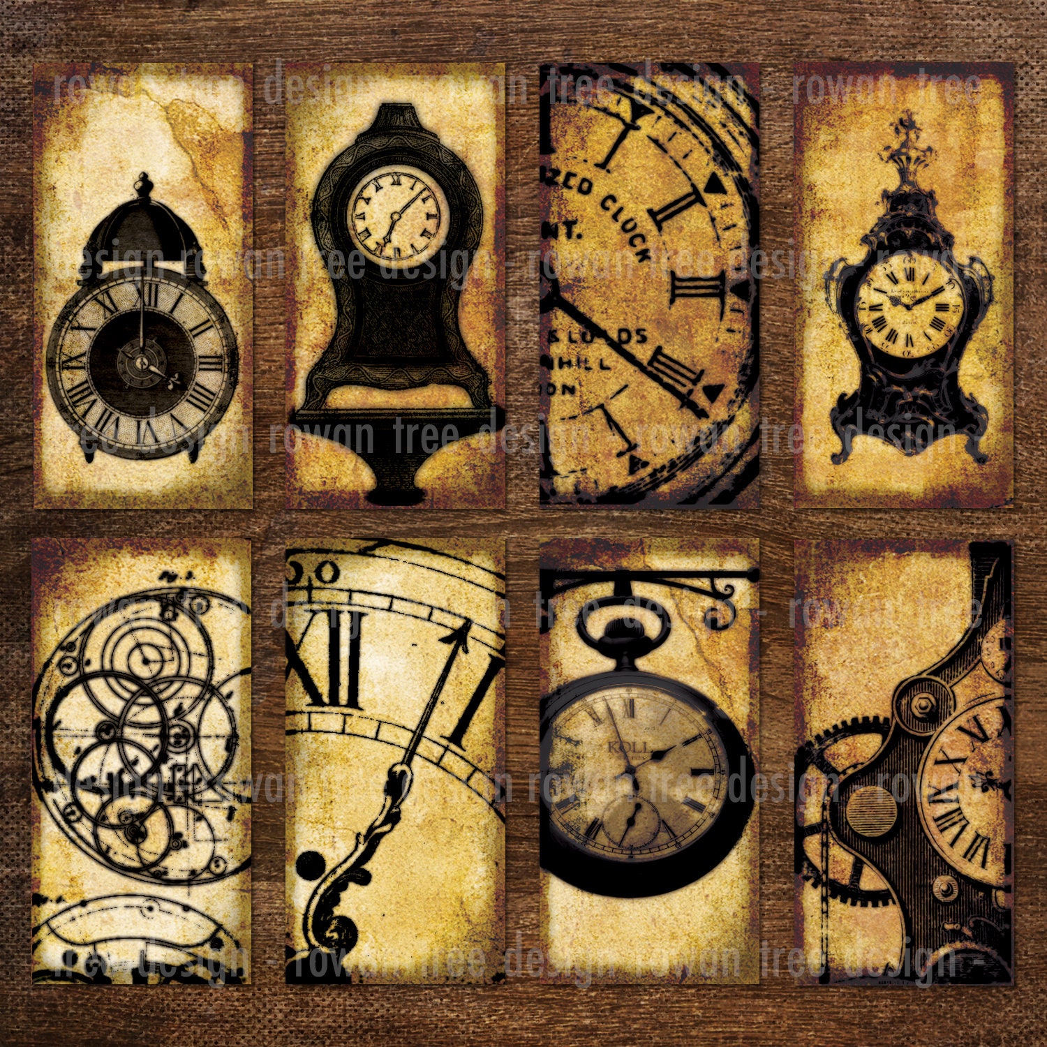 CLOCKS & CLOCK PARTS Digital Collage Sheet Vintage 1x2in Mechanical