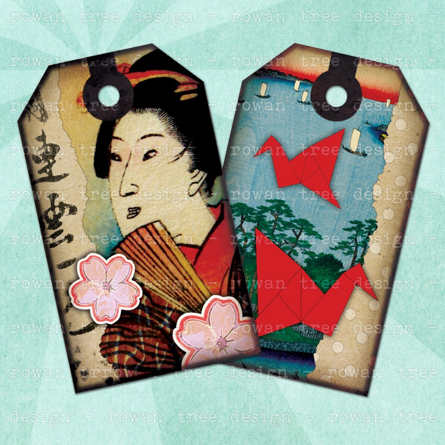 UKIYOE Printable Tags JAPANESE Digital Collage Sheet no. Etsy