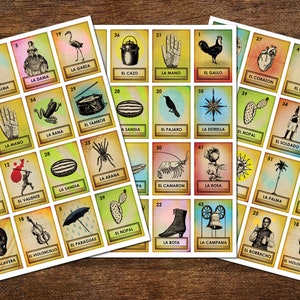 PRINTABLE LOTERIA BOARDS Mexican Bingo Game Original Designs - no. 0184