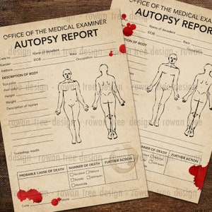 Printable AUTOPSY REPORTS True Crime Digital Download - no. 0147