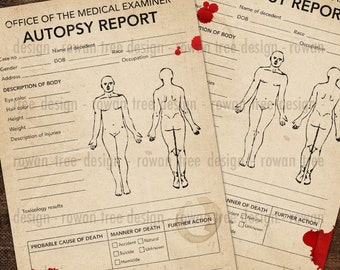 Printable AUTOPSY REPORTS True Crime Digital Download - no. 0147