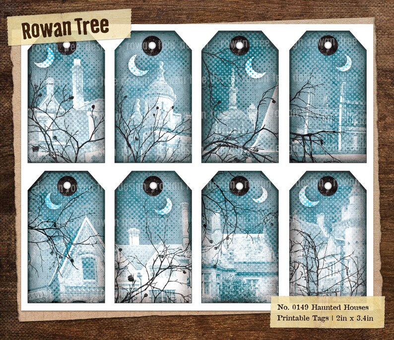 HAUNTED HOUSES Printable Tags no. 0149 image 2