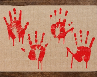 BLOODY HANDPRINTS Printable PNG Collage Sheet True Crime - no. 0001