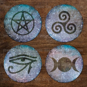 MAGICAL SYMBOLS Digital Collage Sheet 1.5in or 1in Circles - no. 0029