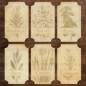 PRINTABLE HERB LABELS Digital Collage Sheet 1.5x2.5in - no. 0116