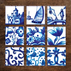 Azulejos para llevar Hoja de collage digital Cuadrados 1 pulgada / 25 mm 0.8 pulgadas / 20 mm - no. 0130