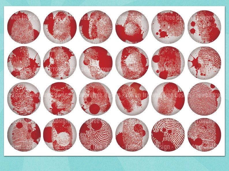 BLOODY FINGERPRINTS Digital Collage Sheet 1.5in or 1in Circles | Etsy