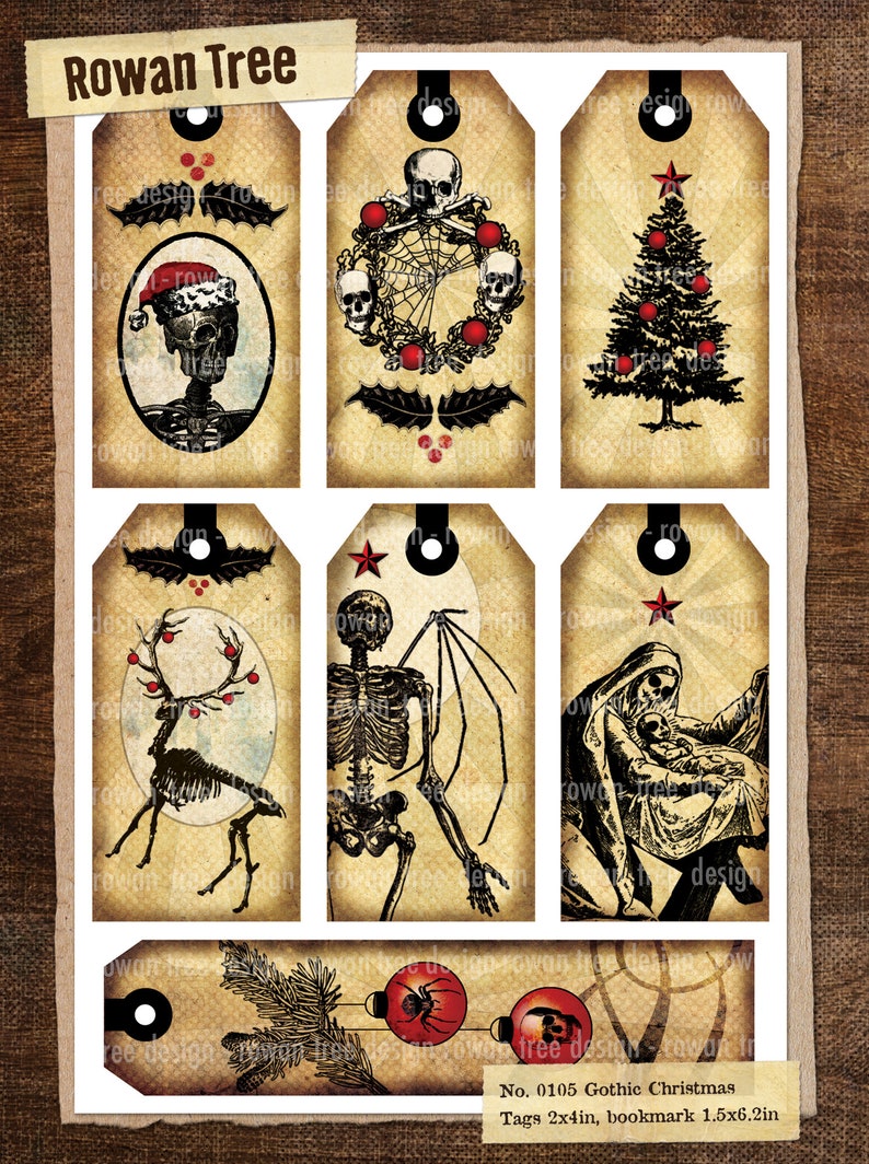 GOTHIC CHRISTMAS Printable Tags no. 0105 image 2