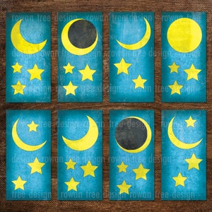 MOONS & STARS Digitaal collageblad 1x2in Nachtelijke hemel - Nr. 0032