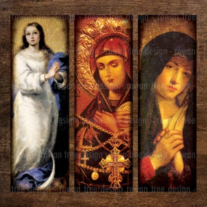 LA VERGINE MARIA Foglio collage digitale 1x3 pollici Religioso cristiano - n. 0061