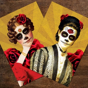 VICTORIAN DAY Of The DEAD Digital Collage Sheet 2.5x3.5in - no. 0127