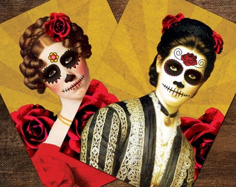 VICTORIAN DAY Of The DEAD Digital Collage Sheet 2.5x3.5in - no. 0127