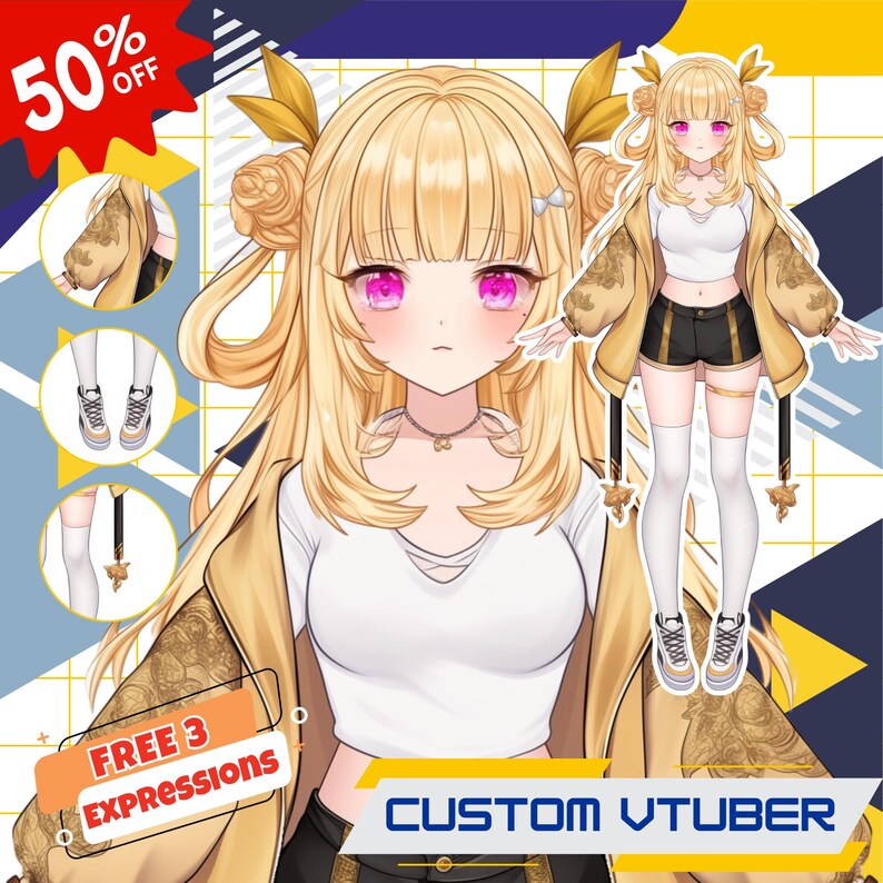 Custom Vtuber Live2d, Vtuber Model, Vtuber Design, Live2d Commission