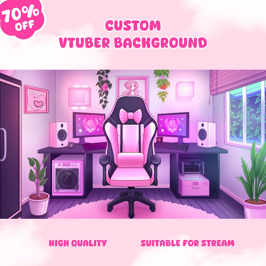 Custom Anime Vtuber Background | Kawaii Room Decor for Twitch & Youtube ...
