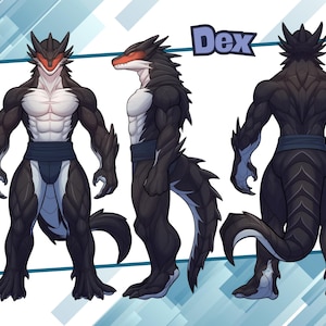 Custom Furry Character Reference Sheet: Fursona Art (Digital File), Anthro Character