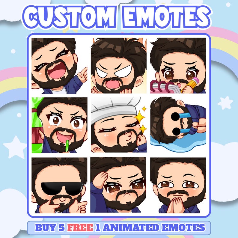 Custom Twitch Emotes | Animated Stream Emotes | Anime Emote Commission for Streamers image 10