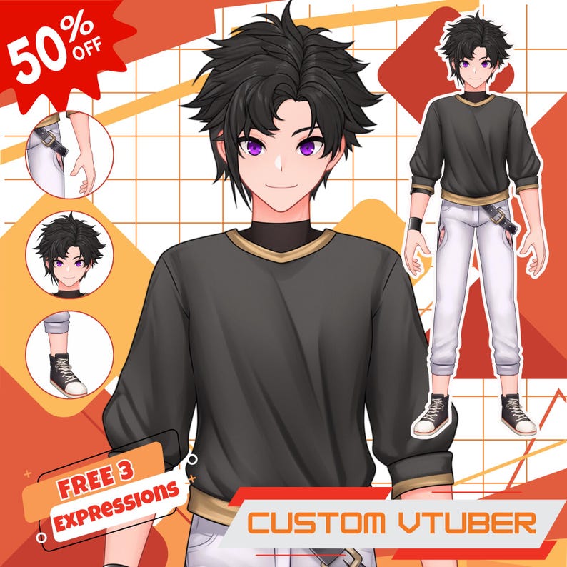 Custom Vtuber Live2d, Vtuber Model, Vtuber Design, Live2d Commission
