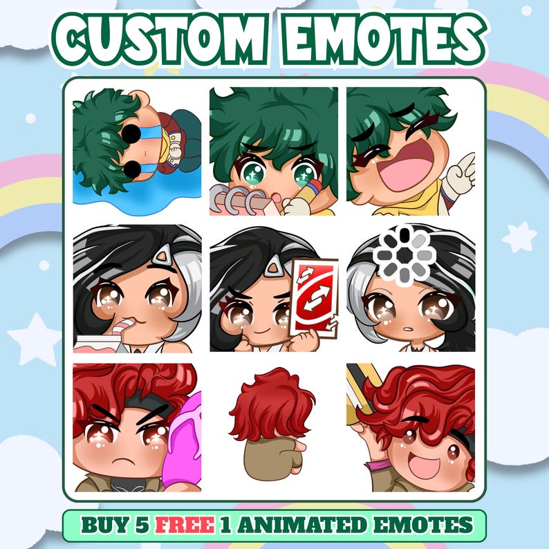 Custom Twitch Emotes | Animated Stream Emotes | Anime Emote Commission for Streamers image 14