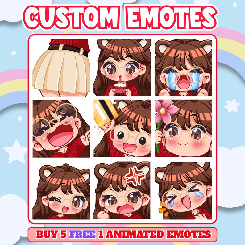 Custom Twitch Emotes | Animated Stream Emotes | Anime Emote Commission for Streamers image 13