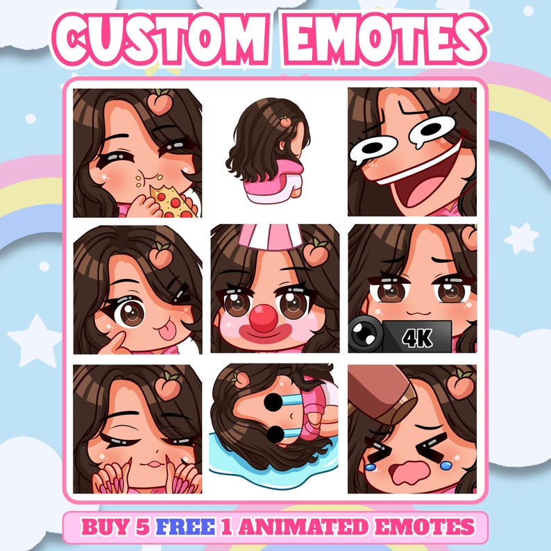 Custom Twitch Emotes | Animated Stream Emotes | Anime Emote Commission for Streamers image 9