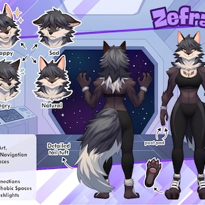 Aangepast referentieblad harig personage: Fursona Art (digitaal bestand), Anthro-personage