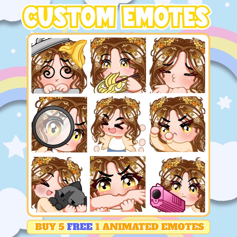 Custom Twitch Emotes | Animated Stream Emotes | Anime Emote Commission for Streamers image 11