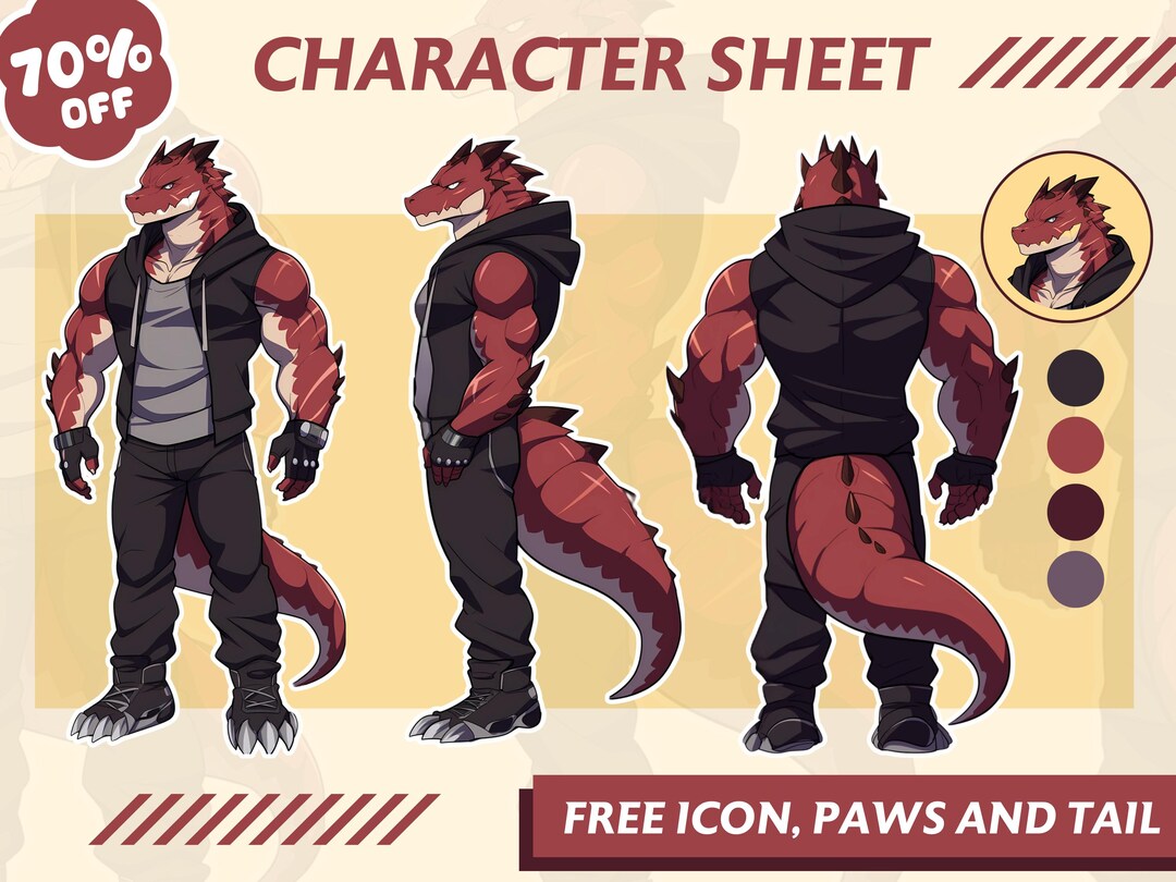 Custom Furry Character Reference Sheet: Fursona Art (digital File ...