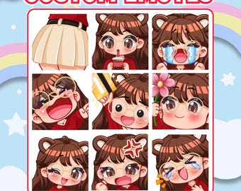 Custom Chibi Anime Emotes for Twitch & Kick Streamers (PNG)