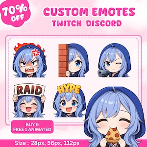 Custom Emote Commission | Twitch VTuber Discord Emotes | PNG Cute Chibi Stickers | Personalized Stream Emoji Pack