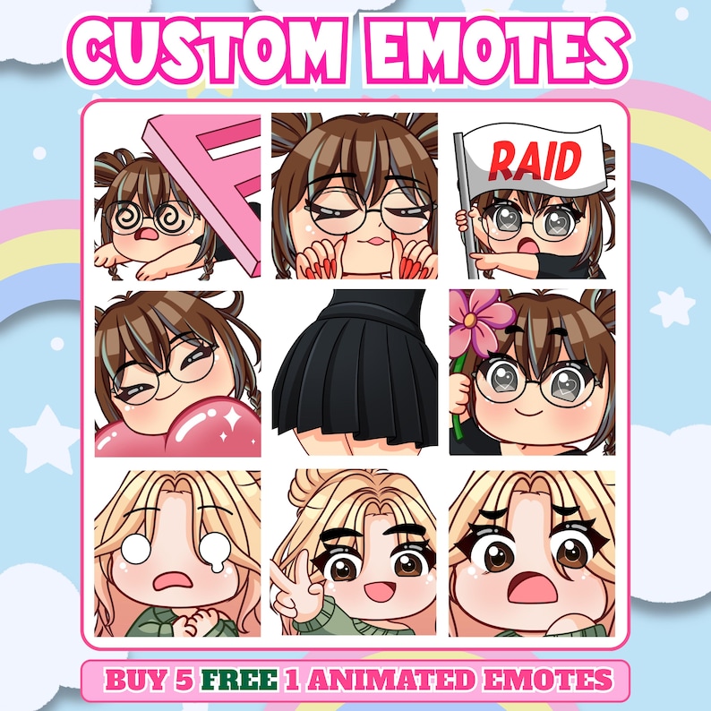 Custom Twitch Emotes | Animated Stream Emotes | Anime Emote Commission for Streamers image 8