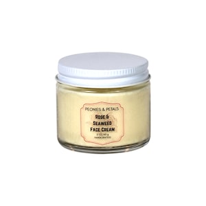 Natural Rose and Seaweed Face Cream, Face Cream with Hyaluronic Acid, Moisturizing Face Cream, Natural Face Cream for Sensitive Skin