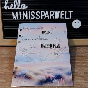 Motivationskarte Nenn es nicht Traum Trennblatt A6 Binder Finanzen Sparen
