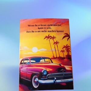 Motivationskarte Wenn du es heute nicht machst Trennblatt A6 Binder Finanzen Sparen Auto Strand Palmen
