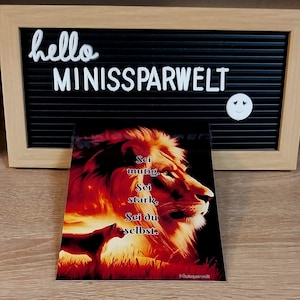 Motivationskarte Sei mutig Trennblatt A6 Binder Finanzen Sparen Löwe Mut