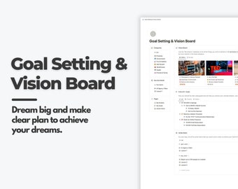 Sjabloon Notion-doeltracker en visiebord | Notion-sjabloon, doelen stellen, doelen volgen, visiebord, bucketlist, Notion Planner