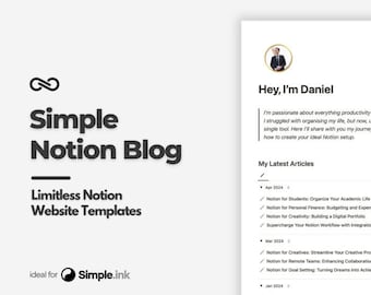 Simple Notion-blogsjabloon | Notion-sjabloon, websitesjabloon, Notion-blog, Notion-website