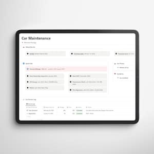 Car Maintenance Notion Template | Notion Car Service Log Tracker, Car information, Car History