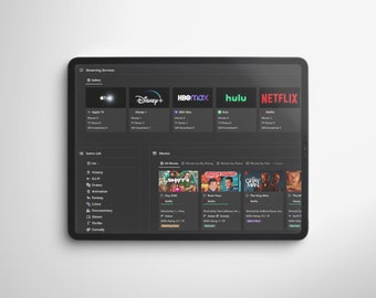 Plantilla de noción de seguimiento de películas y series/colecciones, géneros, listas, organice su lista de seguimiento