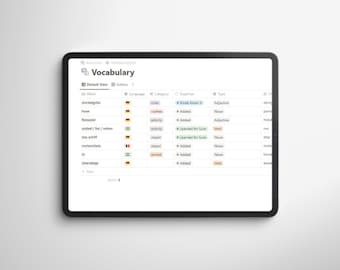 Sjabloon voor eenvoudig vocabulaire | Woorden toevoegen, vertalen, leren, onthouden.