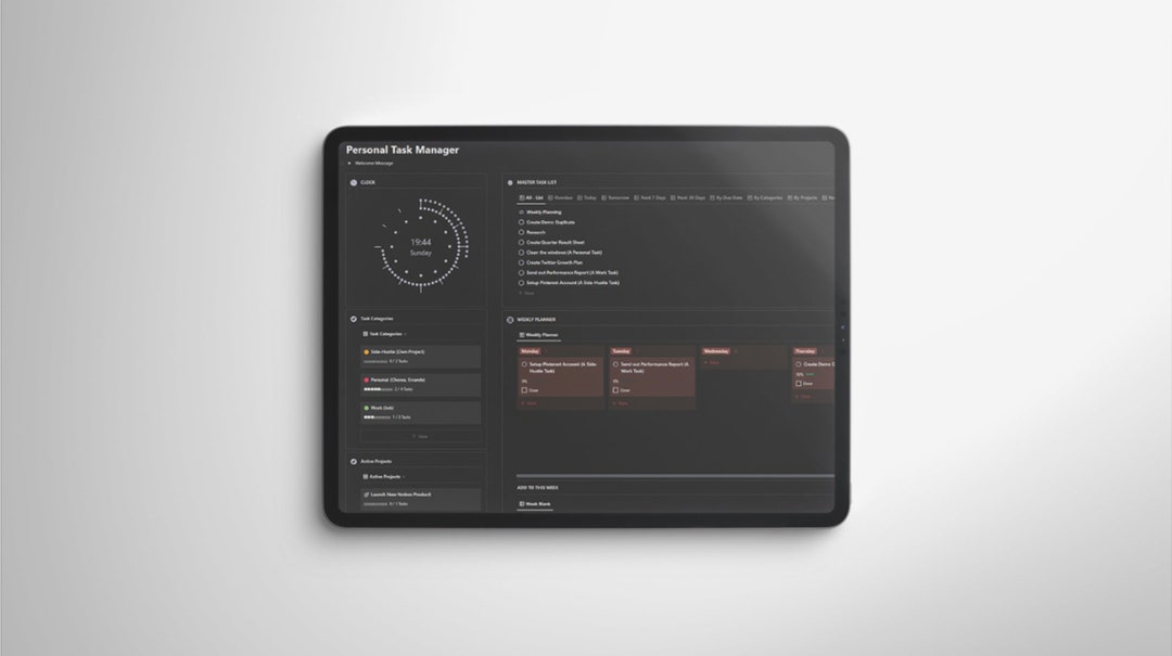 Personal Task Manager Notion Template | Task Management, Notion ...