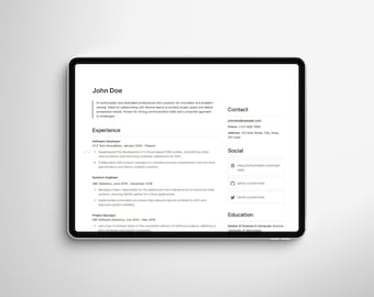 Eenvoudig cv-/cv-sjabloon | Notion-sjabloon, CV-sjabloon, CV-sjabloon, Notion CV, Notion CV