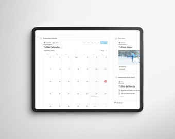 Sjabloon voor liefdeshub-begrip | Datum-ideeën, discussietracker, do's en don'ts, sjabloon voor relatiekalender Not