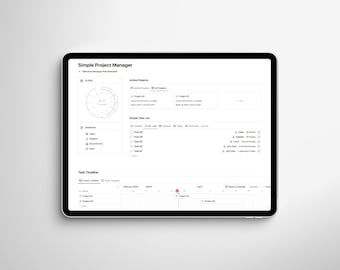 Simple Project Manager Notion Template | Notion Task Manager, Notion Project Manager, Notion Productivity, Notion Planner, All in One