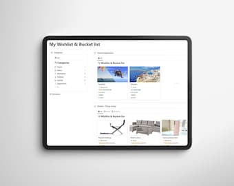 Mijn verlanglijst en bucketlist-notie | Categorieën, dromen, lijst alles wat je wilt