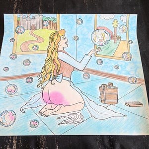 Original Handmade Spanking Kunst: „Bubbles“