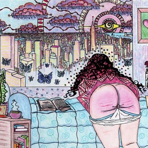 Original Handmade Spanking Kunst: „New York Dreams“