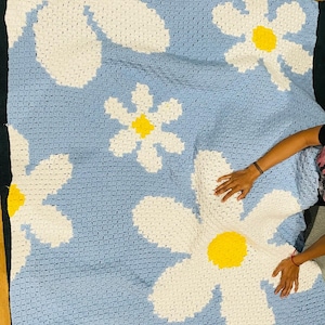 Daisy Graphghan Crochet Pattern: C2C Flower Blanket (Instant Download)